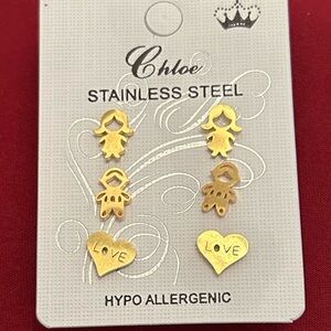 Chloe Gold Hypoallergenic Earrings Set